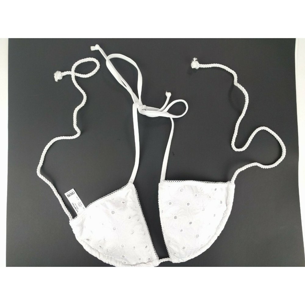 ASOS DESIGN White recycled triangle bikini top 8